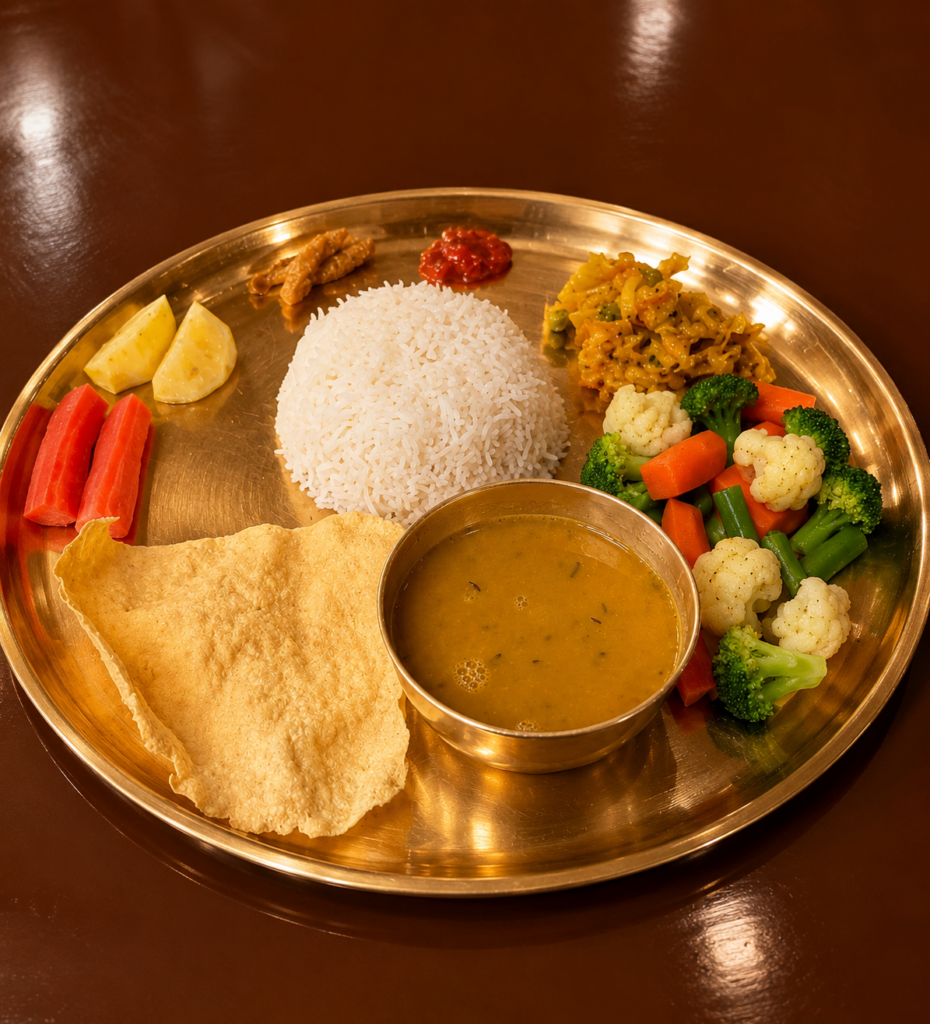Vegetarian Satvic Lunch supports meditation and yoga practice.